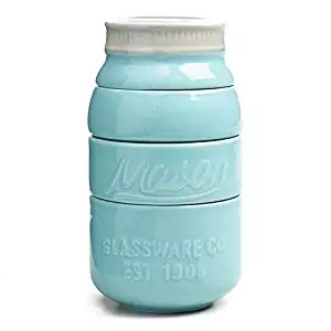 Blue Ceramic Mason Jar Measuring Cups for Kitchen Baking