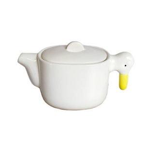 Nodric White Duck Ceramic Teapot Coffee Pot Water Pot Vintage Porcelain Gift Tea Pot