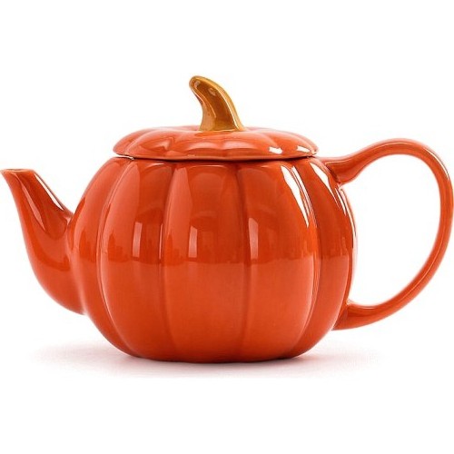 Halloween Thanksgiving accessory orange pumpkin ceramic teapot porcelain tea set tea pot