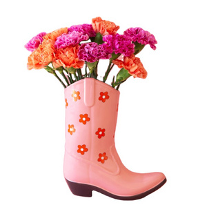 novel ceramic cowboy boot vases boot-shaped vases for flowers vases decor big perfect vessel for gifting flowers