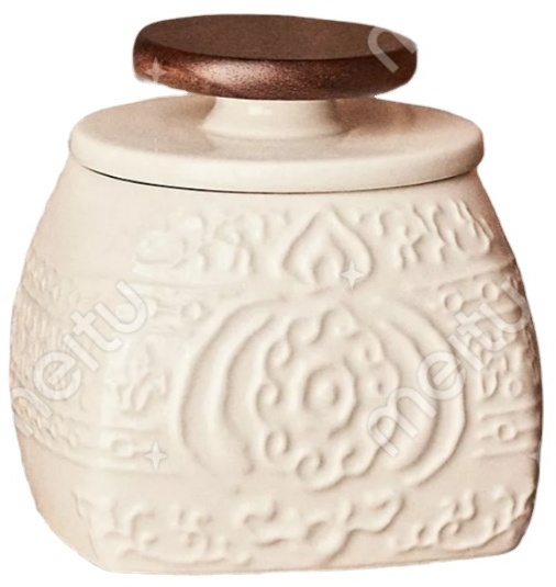 French Ceramic Butter Keeper Embossed Design Butter Crock with Handy Knob for Keeping Butter/Cheese Fresh