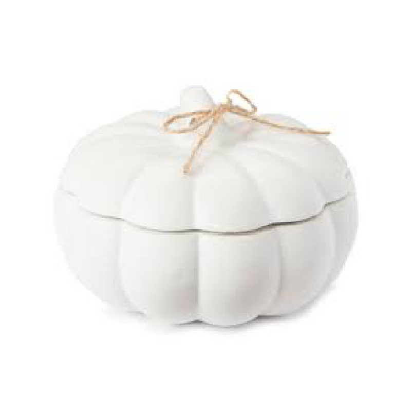 7.5oz White Unique Pumpkin Shape Candle Jar Thanksgiving Ceramic Scented Candle Jar with Lid