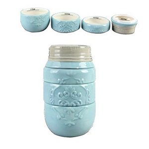 Blue Ceramic Mason Jar Measuring Cups for Kitchen Baking