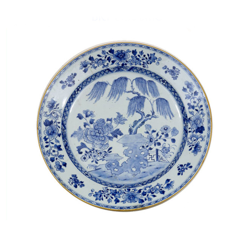 Chinese Ceramic White and Blue Dish Antique China Plate Dinner Plate Dinnerware Sets