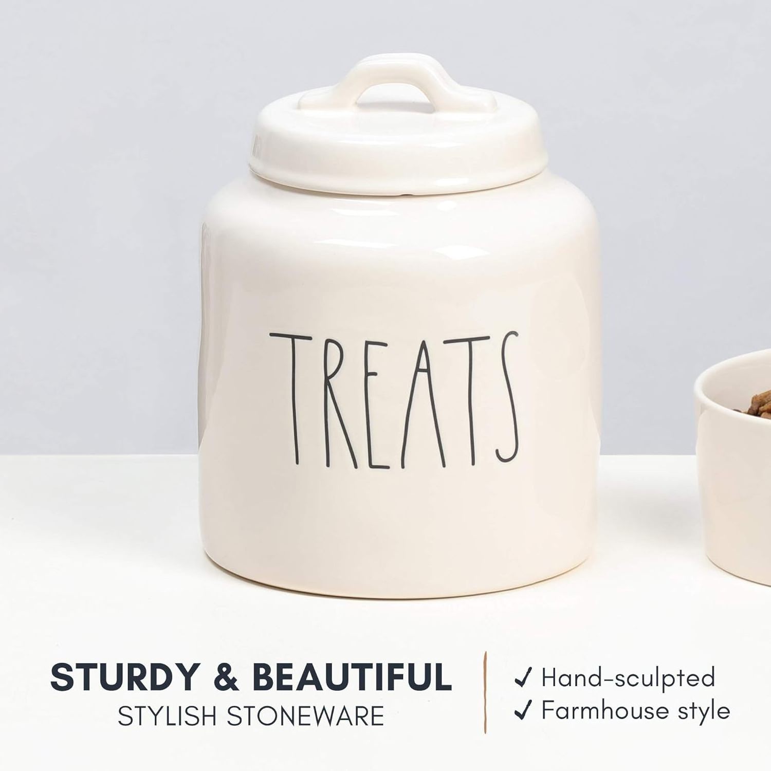 White Modern Custom Logo Pet Treat Jar Food Storage Canister Cute  Dog Food Cookie Jar with Lid Set