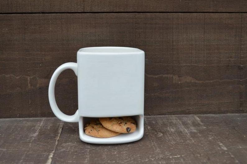 Cookie holder wholesale unique ceramic plain white milk coffee mug for home office breakfast