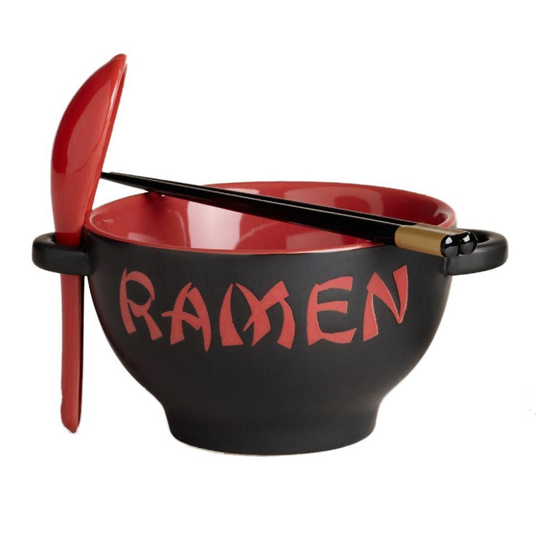 Wholesale Noodle Bowl Ceramic Ramen Bowl With Spoon Chopstick