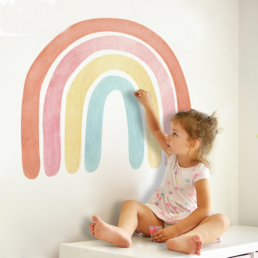 Home Decor Baby Nursery Princess Room Rainbow Heaven Wall Stickers for Girls Rooms Self Adhesive PVC Wallpaper Sticker