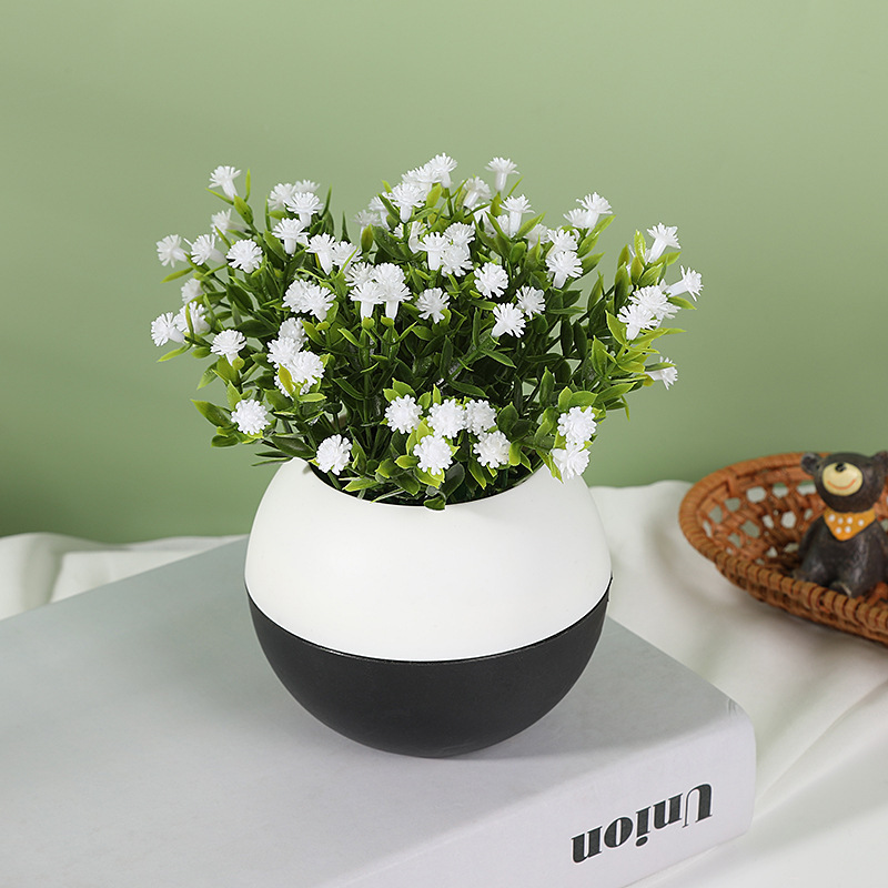 Artificial Potted Plants Modern Mini Plant Xmas Christmas Home Decorative Potted Babys Breath Flower