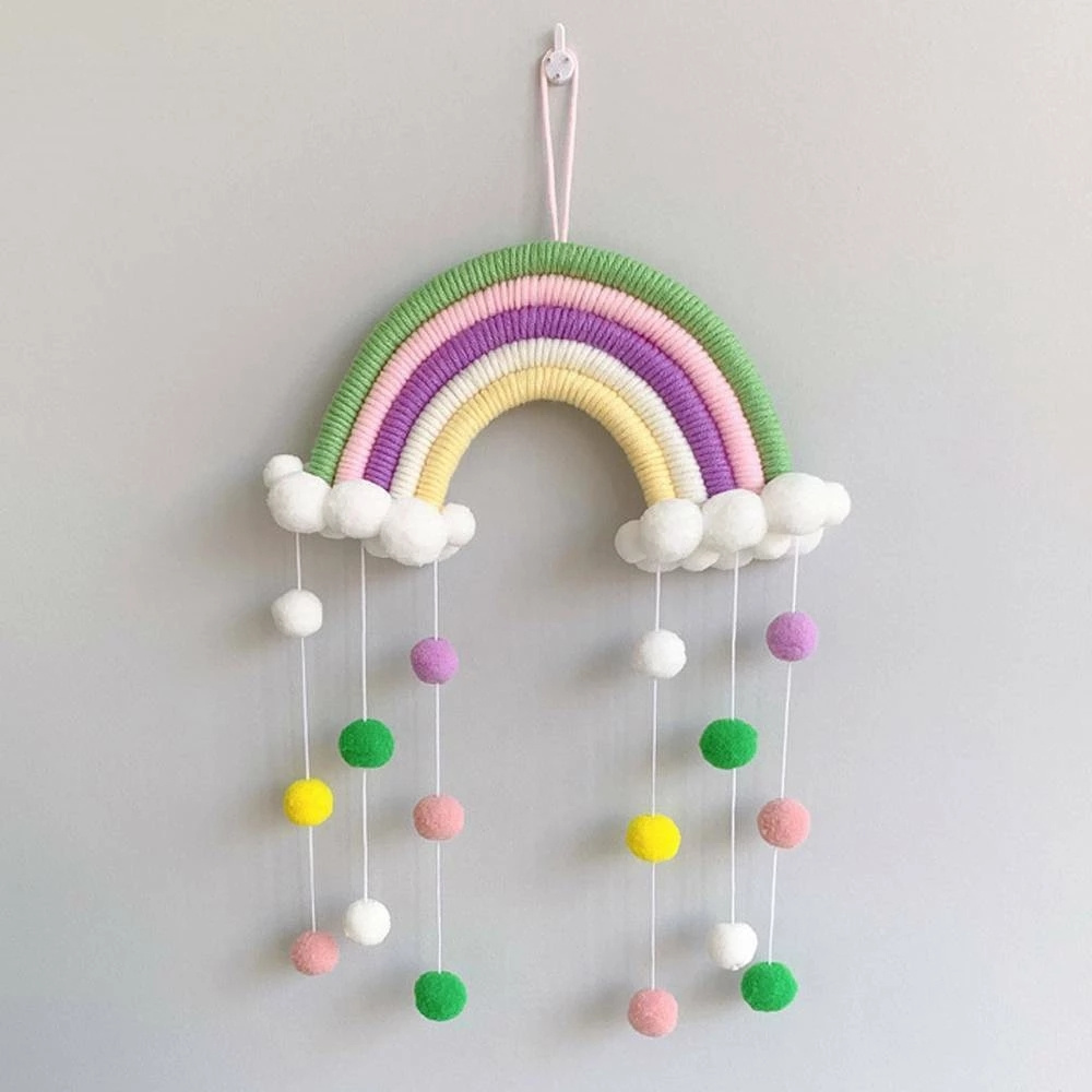 Nordic Cloud Rainbow Raindrop Wall Hangings Decoration For Kid Girls Bedroom Hanging Pendant Baby Bed Tent Hanging Toy Pendant