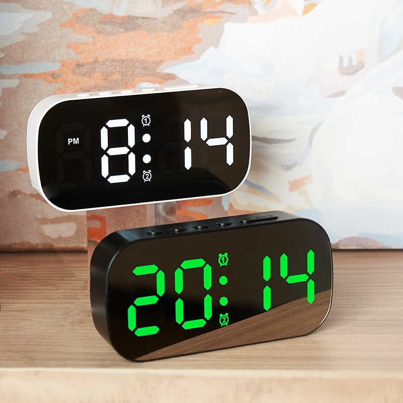 Rechargeable Digital Alarm Clock Snooze Night Mode Table Clock USB Temperature Time Display LED Clocks