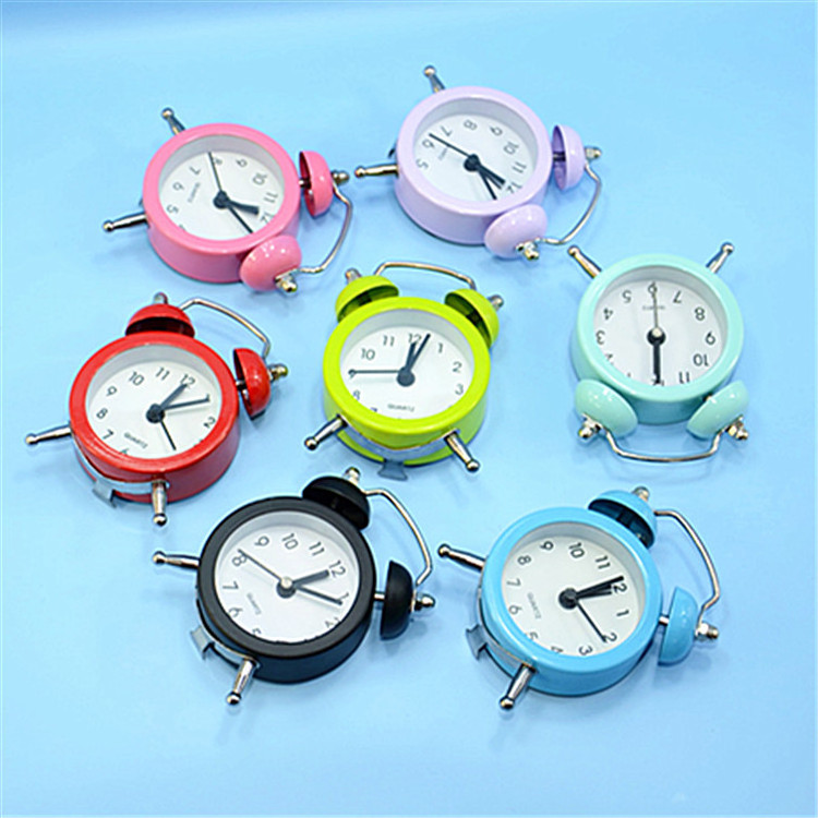 Cute Mini Metal Round Alarm Clocks Desk Table Electronic Digital Clock Bedroom Living Room Alarm Clock for Deep Sleepers