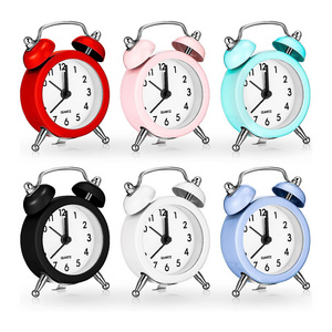 Cute Mini Metal Round Alarm Clocks Desk Table Electronic Digital Clock Bedroom Living Room Alarm Clock for Deep Sleepers