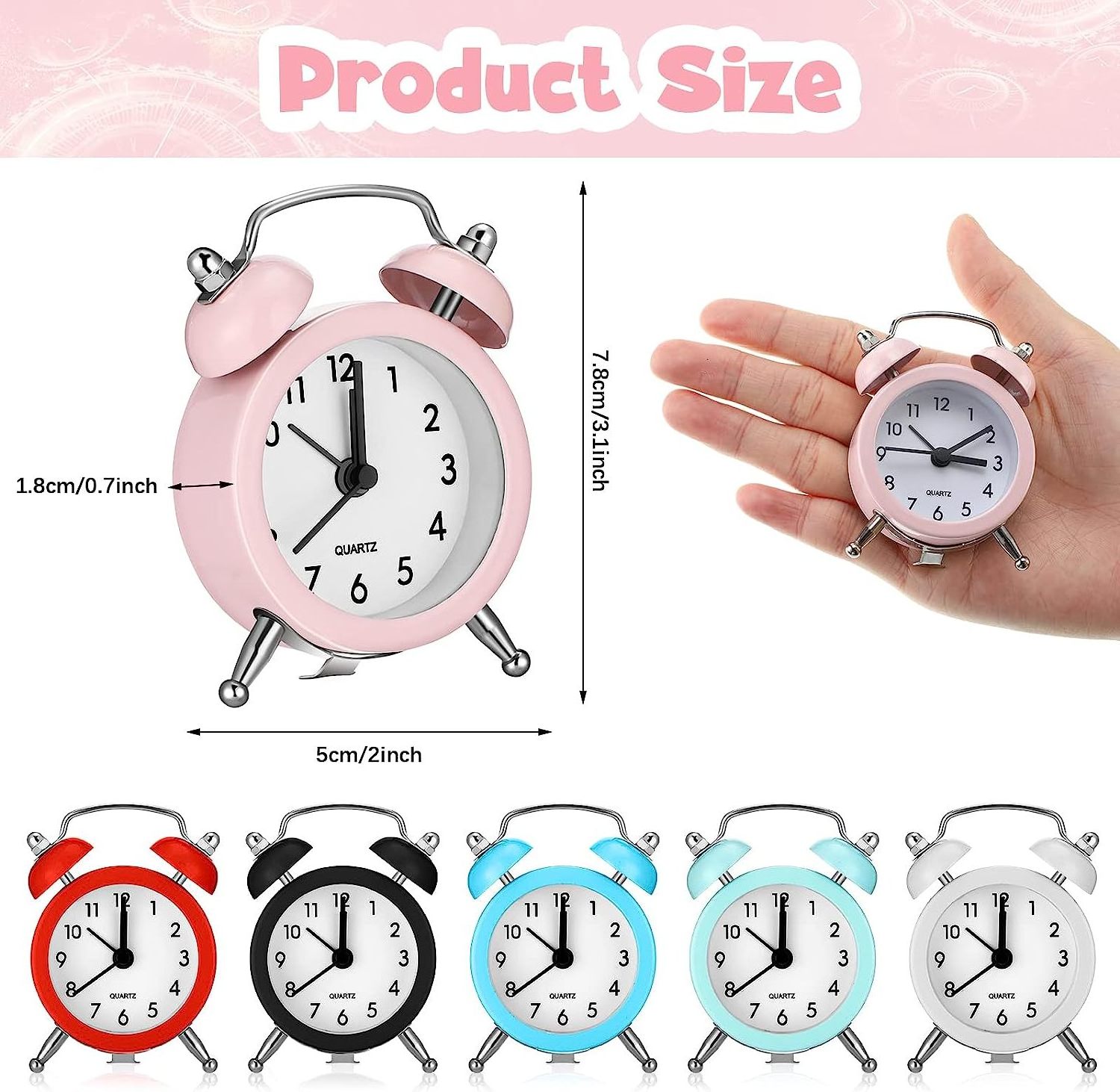 Cute Mini Metal Round Alarm Clocks Desk Table Electronic Digital Clock Bedroom Living Room Alarm Clock for Deep Sleepers