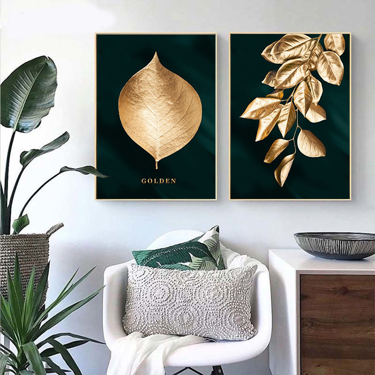 Gold Leaf Canvas Abstract Paintings Wall Art Posters and Prints Decorative Pictures for Living Room Nordic Cuadros Home Decor