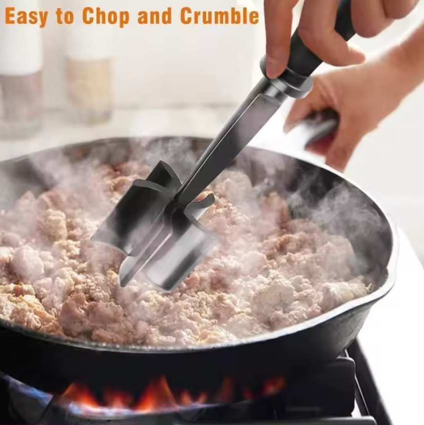 Premium Multifunctional Non-Stick Plastic Kitchen Tools Heat Resistant Meat Chopper Potato Hamburger Ground Beef Turkey Mashing