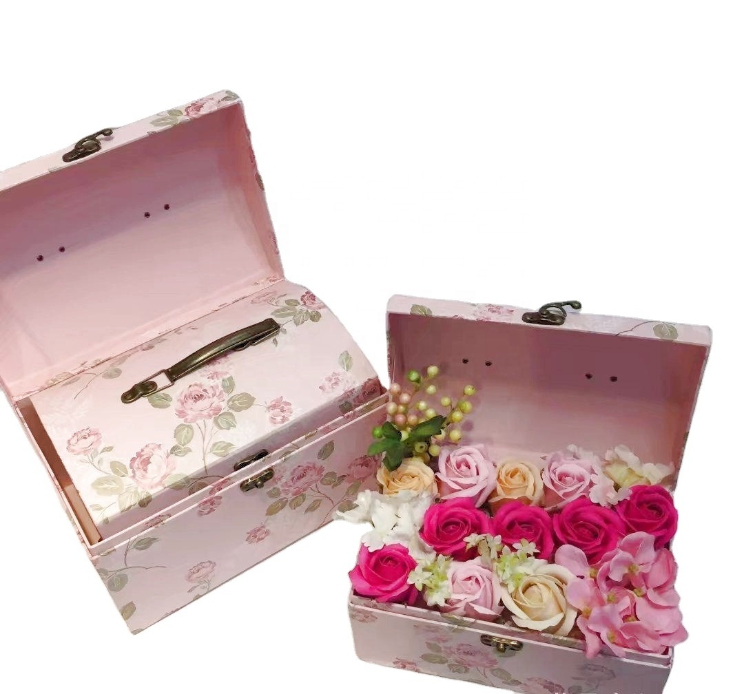 Popular Cardboard Paper Suitcase Handle Square Gift Best Boxes Flowers Packaging Suitcase Gift Box Paperboard Recyclable Accept