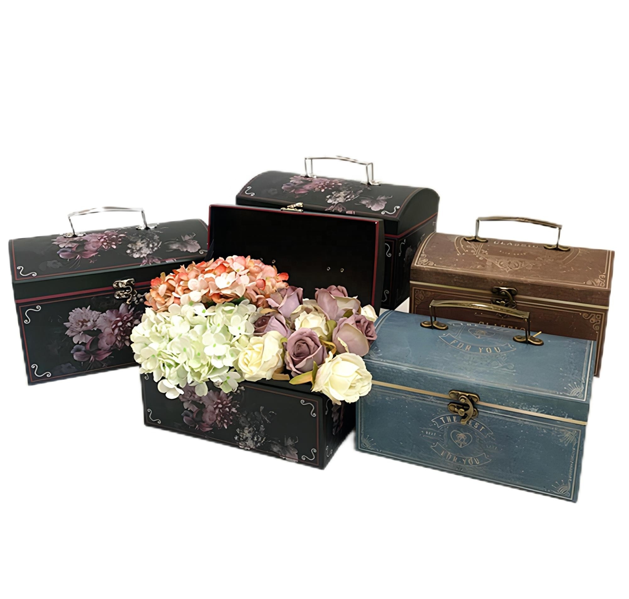 spot retro Pirate Box 3-piece set suitcase hand gift box packing box with portable Suitcase