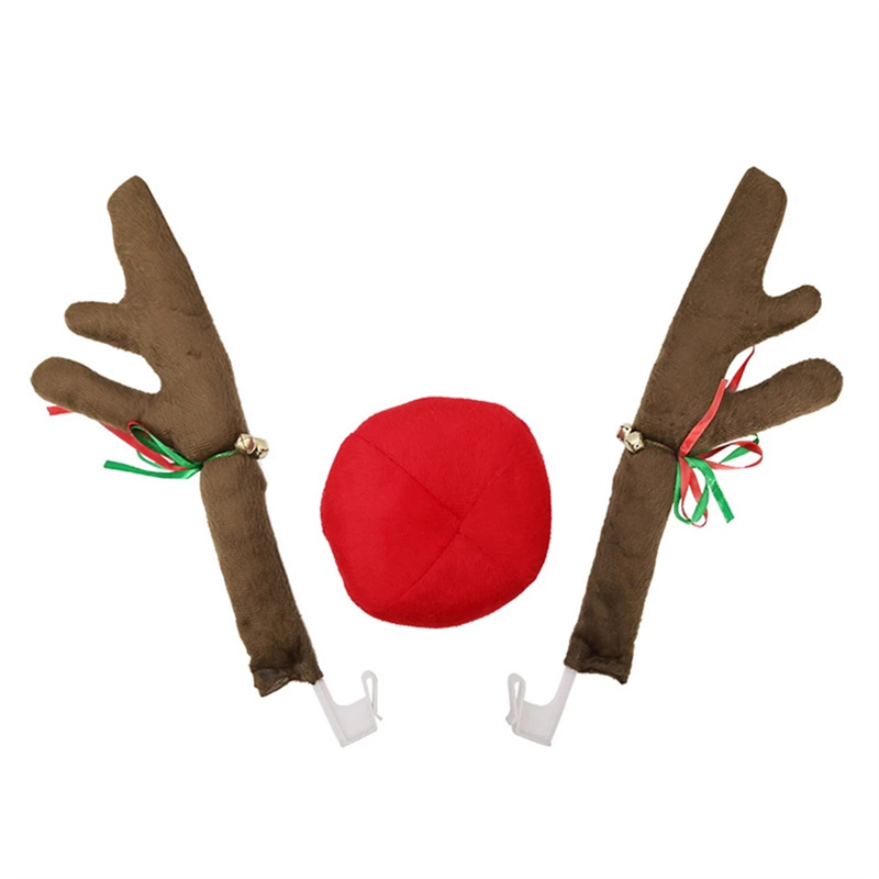 Car Reindeer Antlers Nose Christmas Ornament Decorations for Car Window Roof-Top Grille Rudolph Reindeer Kit