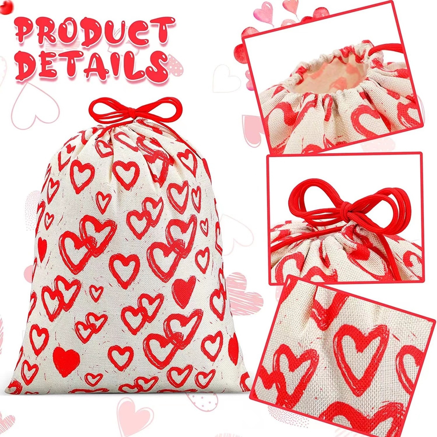 Factory Sales Cotton Linen Canvas Gift Bag Drawstring Pocket Wedding Party Valentine's Day Candy Packaging Christmas Decorations