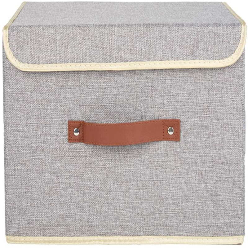 Linen Fabric Foldable Storage Cube Bin Organizer Basket Large Toy Clothes Blanket Box Collapsible Household Storage Containers