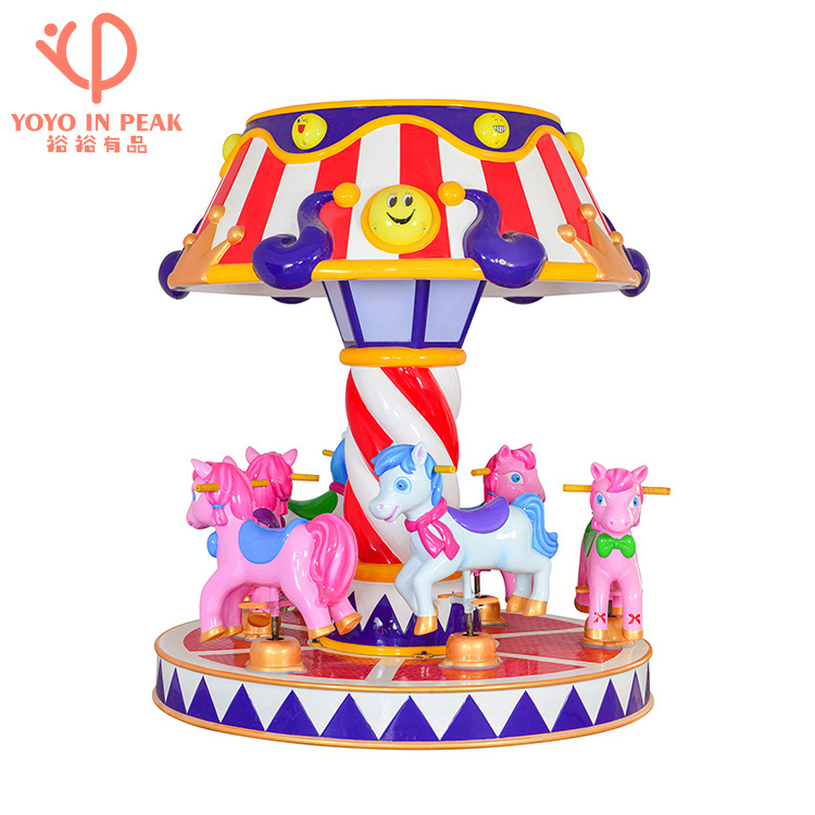 Amusement Park Miniature Carousel Horses 3-6 People Carousel Kiddie Rides Equipment Small Carousel Horse For Sale