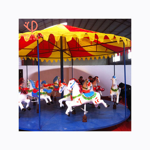 Amusement Park Rides Merry Go Round Portable Equipment Customized Trailer 12 Seats Folding Carousel Horse For Sale