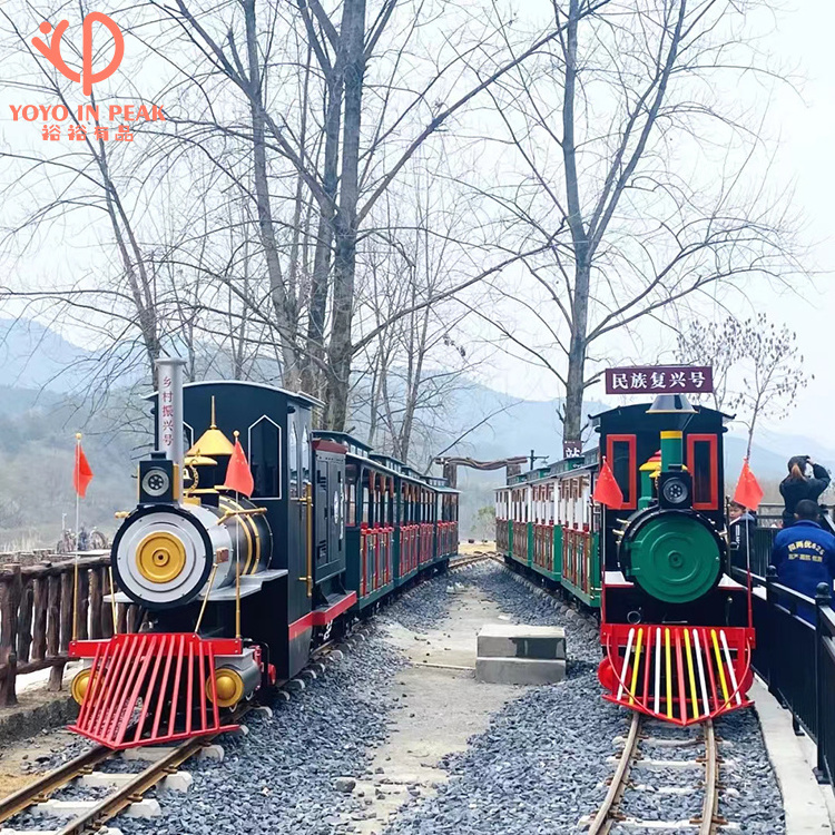 Cheap Price Amusement Park Big Train With Rail Attractions Rides Electric Mini Steam Track Train For Outdoor