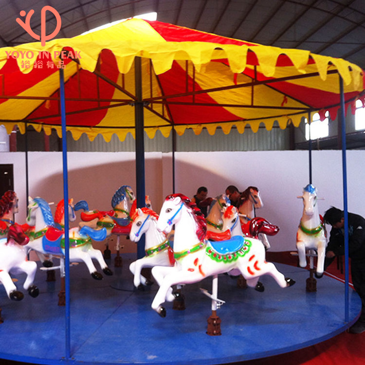 Amusement Park Rides Merry Go Round Portable Equipment Customized Trailer 12 Seats Folding Carousel Horse For Sale