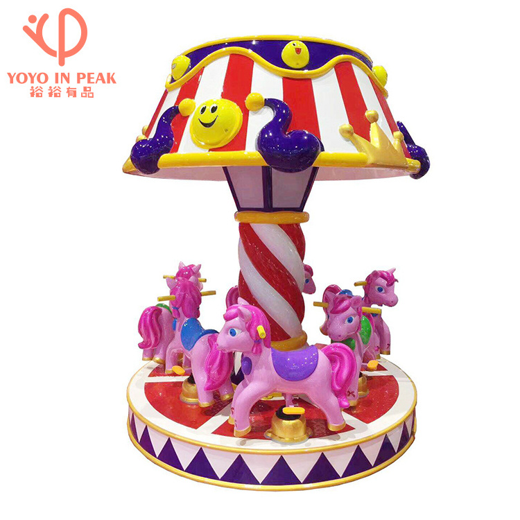 Amusement Park Miniature Carousel Horses 3-6 People Carousel Kiddie Rides Equipment Small Carousel Horse For Sale