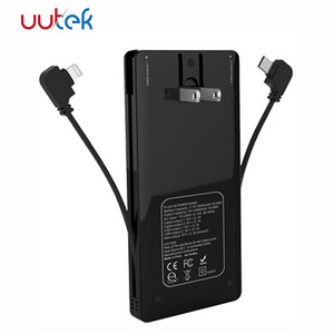 UUTEK RSQ8 5000mAh Power bank Portable Charger With Built In AC Outlet and cable Slim External Battery