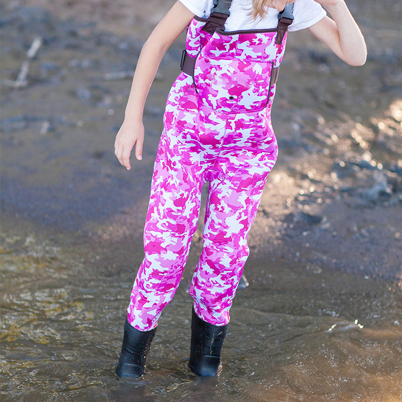 Wholesale kids girl pink camo neoprene fishing chest wader fishing hunting wader for children