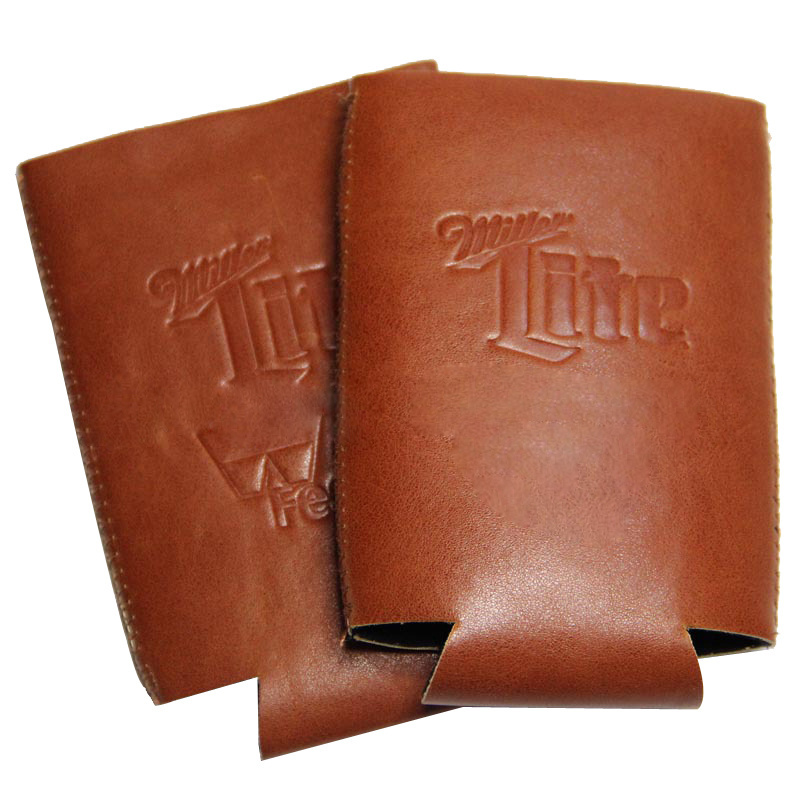 Low Price slim pu leather neoprene can cooler sleeve Stubby Holder 330ml 12OZ Leatherette Beer Can Cooler Sleeve custom logo