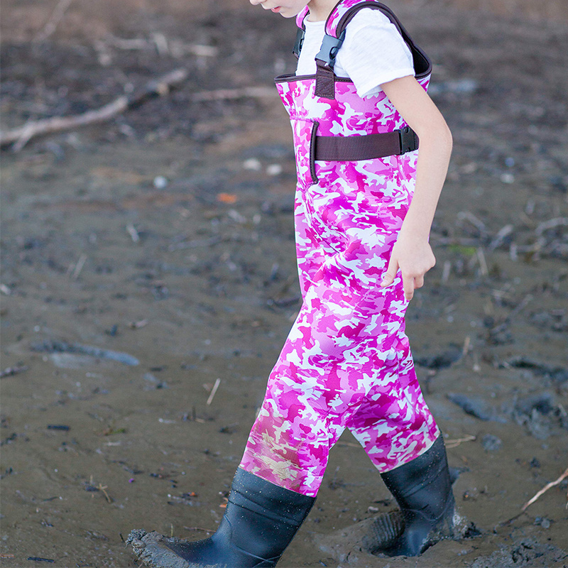 Wholesale kids girl pink camo neoprene fishing chest wader fishing hunting wader for children