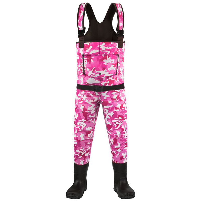 Wholesale kids girl pink camo neoprene fishing chest wader fishing hunting wader for children