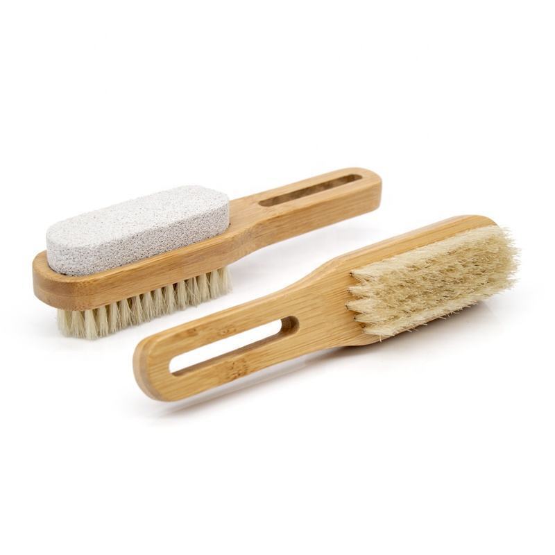 Natural Wood Brush Boar Bristle Volcanic Bath Pumice Stone Foot Scrubber