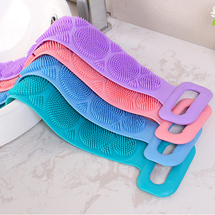 Factory Wholesale Silicone Body Brush Bath Belt Towel Exfoliating Back Brush Belt Clean Bath Scrubber