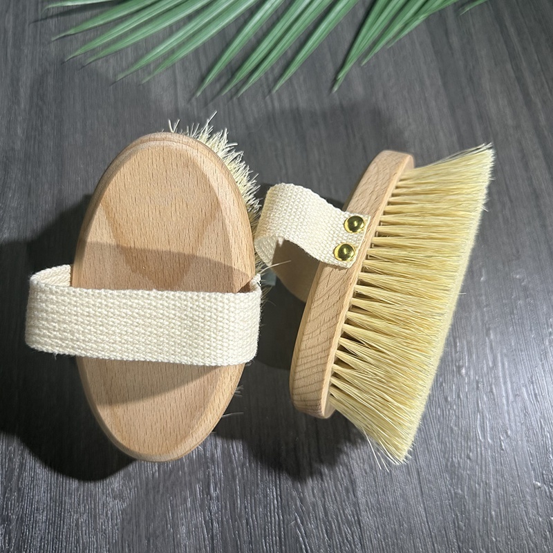 Factory Sale Body Back Scrub Shower Brush Natural Bristles Cellulite Exfoliating Body Smoother Skin Bath Brush