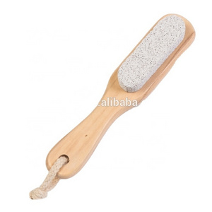 Wooden bath pumice stone 4-in-1 foot scrubber and brush