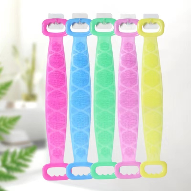 Factory Wholesale Silicone Body Brush Bath Belt Towel Exfoliating Back Brush Belt Clean Bath Scrubber