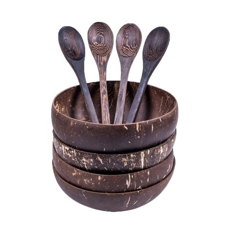 Organic Natural Handmade Coconut Shell Bowls with Spoon Eco-friendly  Coconut Bowls set