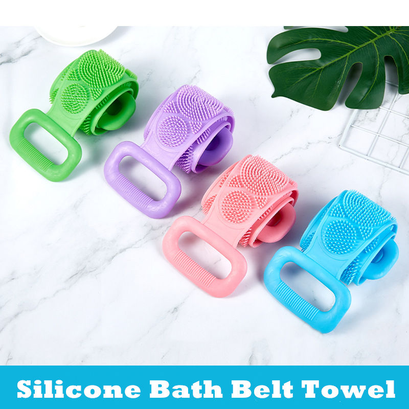 Factory Wholesale Silicone Body Brush Bath Belt Towel Exfoliating Back Brush Belt Clean Bath Scrubber