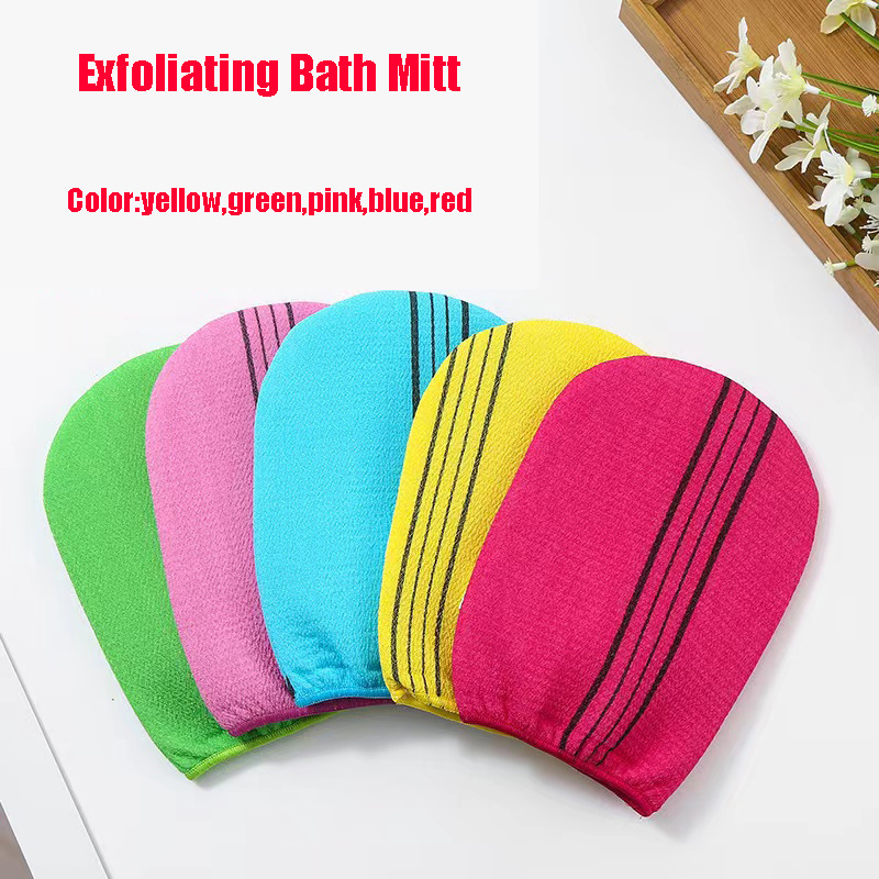 Wholesale Korean Style Colorful Exfoliating Bath Gloves Rayon Bath Scrubber Remove Dead Skin  Bath Mitt