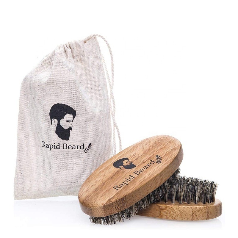 Gift Box / Bag 100% Natural Wild Boar Bristle Wooden Beard Brush Comb Kit Custom Logo Barber Salon Beard Brush And Comb Set