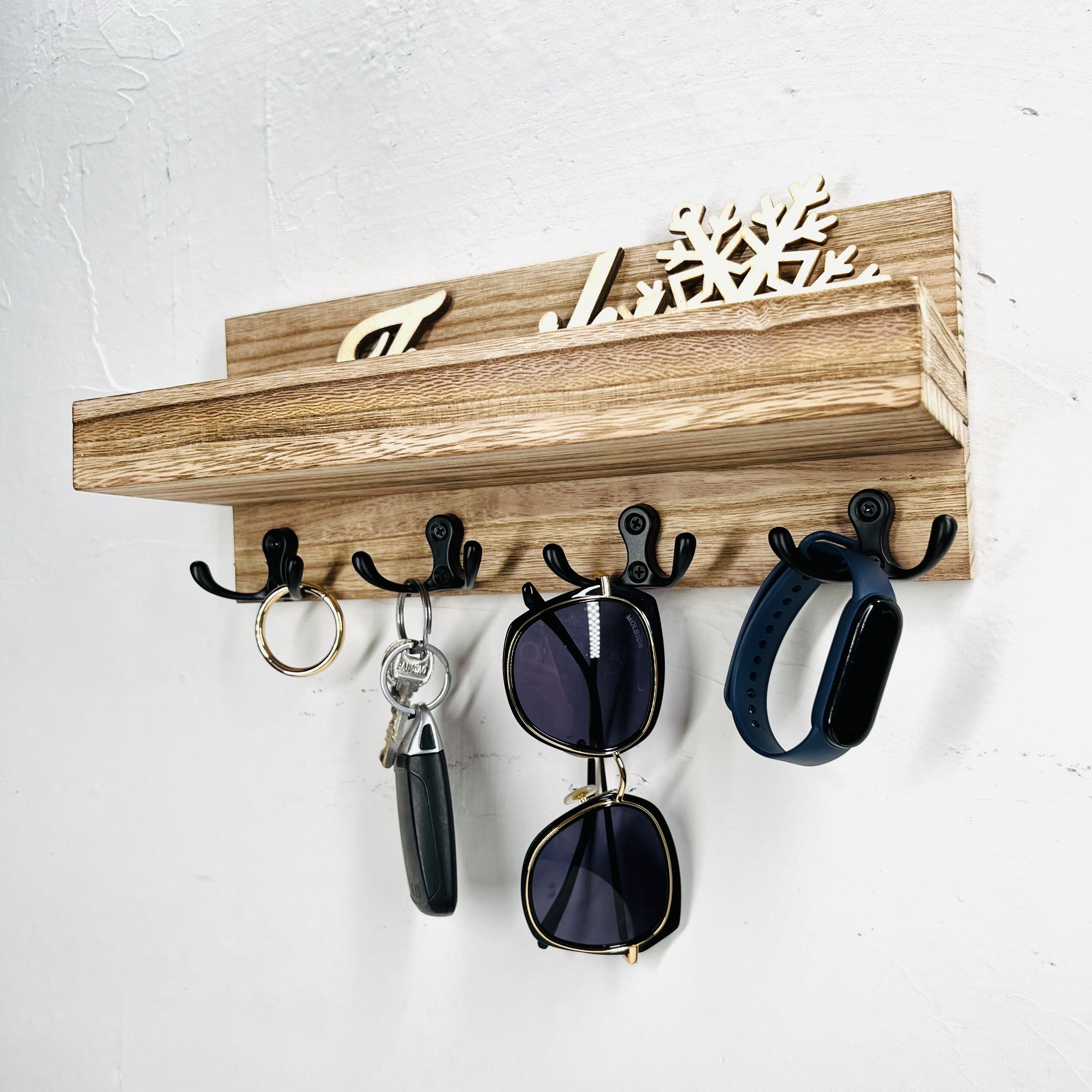 Wooden wall mount hanger,White Hanging Wall Coat Hooks Rack for Entryway, Bathroom, Closet Room