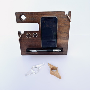 Custom Wood Phone Dresser & Nightstand Valet Organizer Storage Box with Catchall and Charging Station