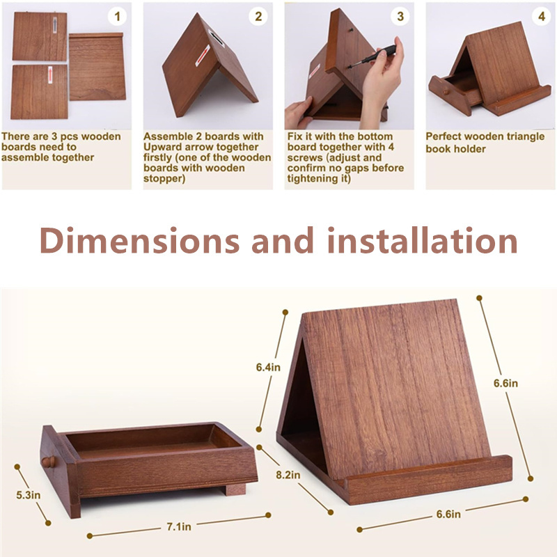 Custom Wooden Book Holder Stand for Book Rest Wooden Triangle Bookmark Stand Elegant Home Decoration