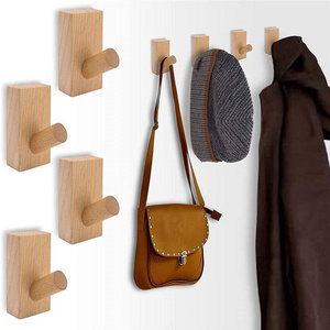 Natural Minimalist Design Decorative Wall Mounted Wooden Coat Hook Hat Hanger