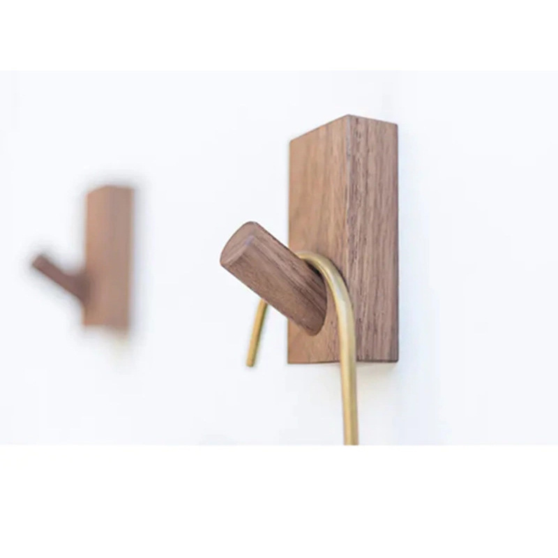 Natural Minimalist Design Decorative Wall Mounted Wooden Coat Hook Hat Hanger