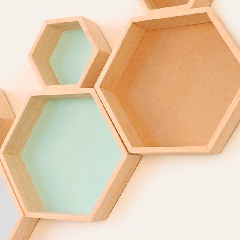 Wood Honeycomb Shelves Hexagon Floating Shelves wooden wall shelf for Home and Office